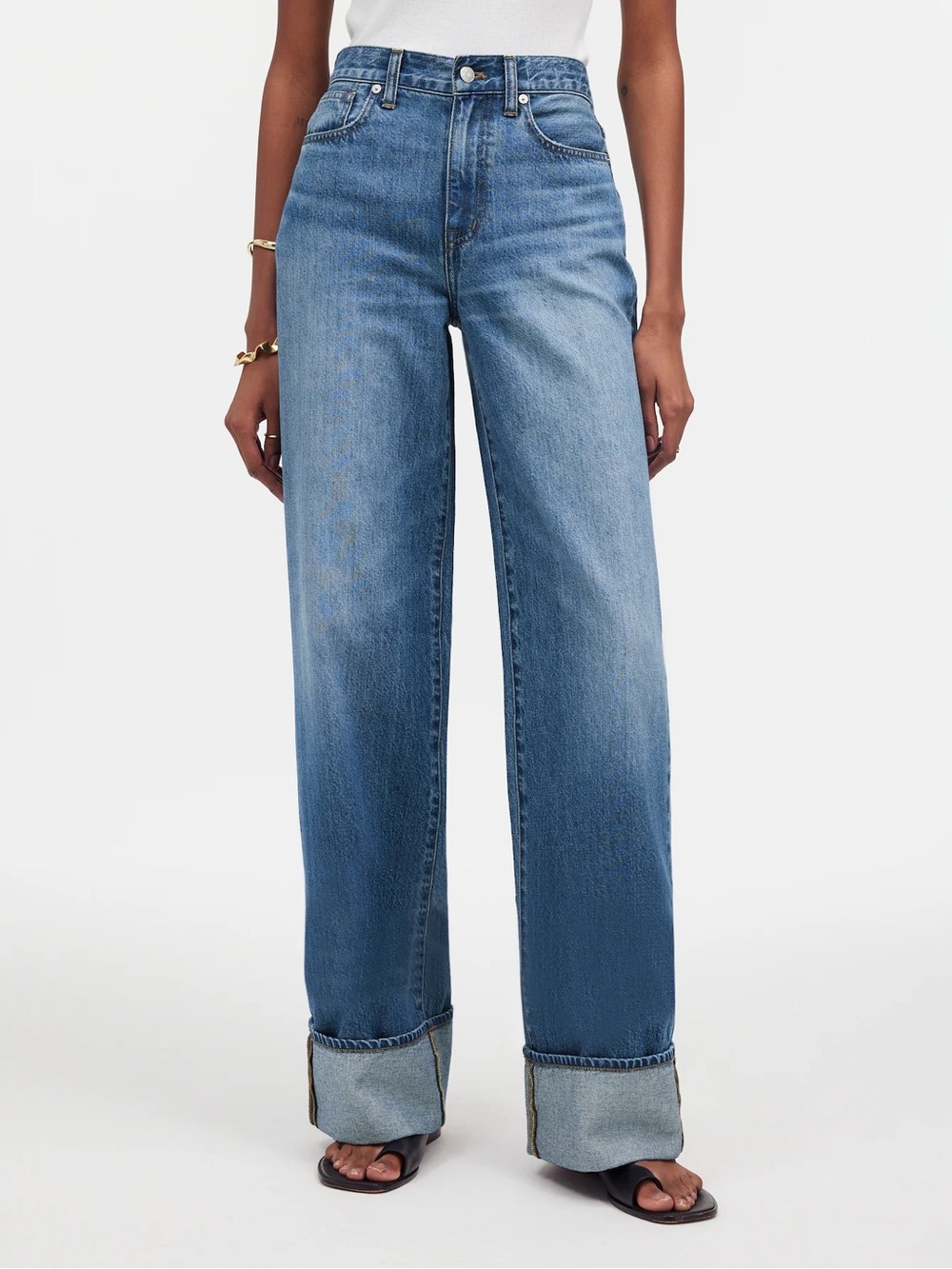 GUC Madewell Size 26 Super-Wide Leg Cuffed Jeans